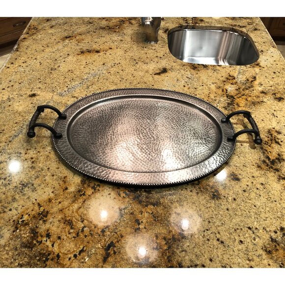 GG Collection Large Oval Tray Antique Silver - Picture 1 of 4